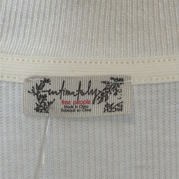 Free People Collared VNeck Bodysuit Wm Large NWT Ivory Preppy Office Career - Picture 7 of 13